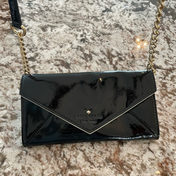 Kate Spade Black Patent Evening Envelope Bag - Picture 2 of 10